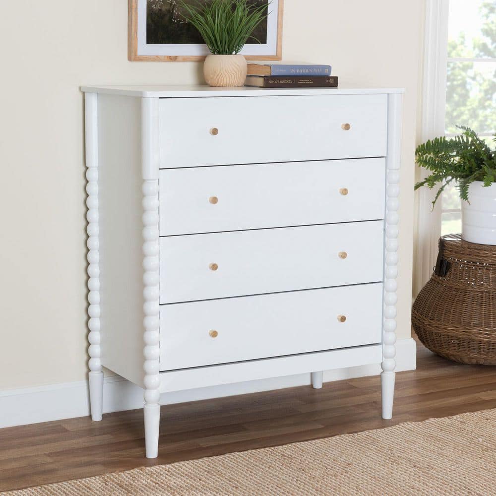 Baxton Studio Lucera White 4-Drawer 32.7 in. Chest of Drawers 257