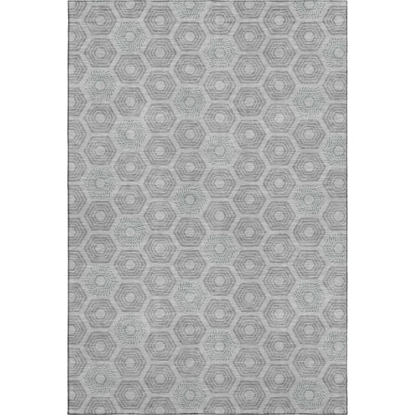 Mayfield Premium Machine Washable Abstract AMF2559 Silver 10 ft. x 14 ft. Area Rug