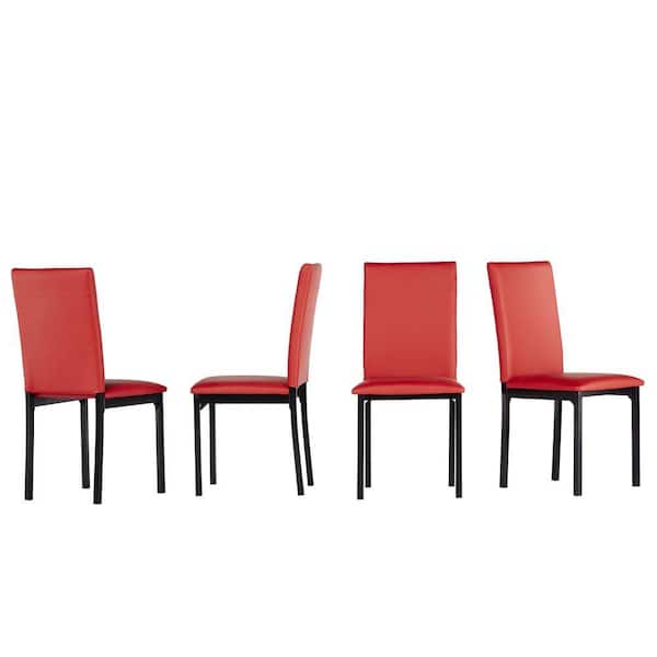 Homesullivan Bedford Red Faux Leather, Red Faux Leather Parsons Chairs