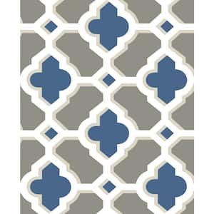 Lido Navy Quatrefoil Paper Strippable Roll Wallpaper (Covers 56.4 sq. ft.)