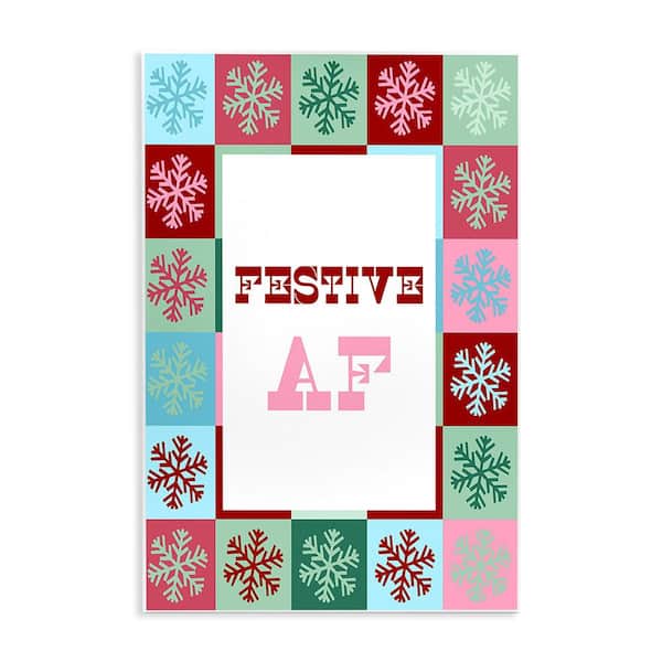 Stupell Industries Festive AF with Snowflakes by Lil' Rue 1-Piece Unframed Graphic Print Typography Poster Art Print 15 in. x 10 in.