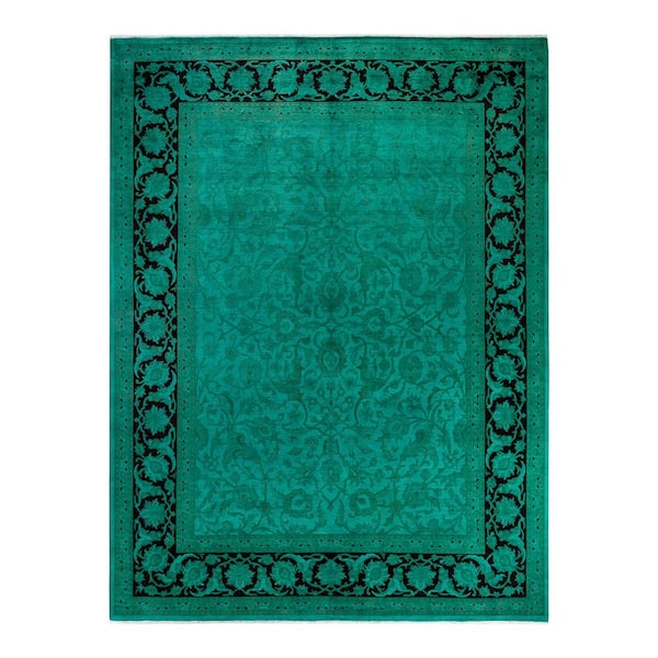 Chloe & Olivia Home Overdyed Green 9 ft. 3 in. x 12 ft. 3 in. Wool Indoor Area Rug