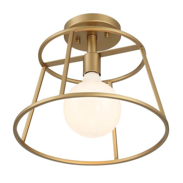 Hampton Bay Rustin 13 in. 1-Light Vintage Gold Round Open