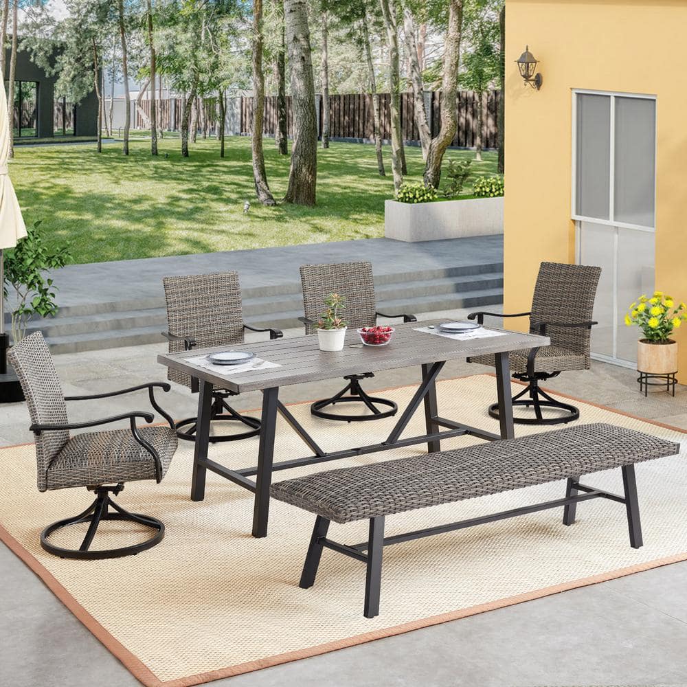 テーブル・チェア・ハンモック AUSSIE LEISURE TABLE SET HOOOWOOO Kelleys 6-Piece Wicker Modern Outdoor Patio