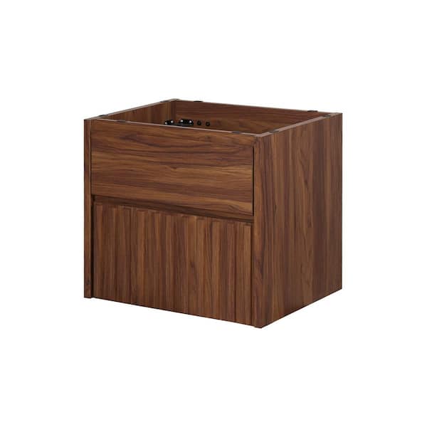 Sherwin 24 in. W x 18 in. x D x 20 in. H Slat Modern 2-Drawer Wall Mounted Bath Vanity Cabinet Without Top in Walnut
