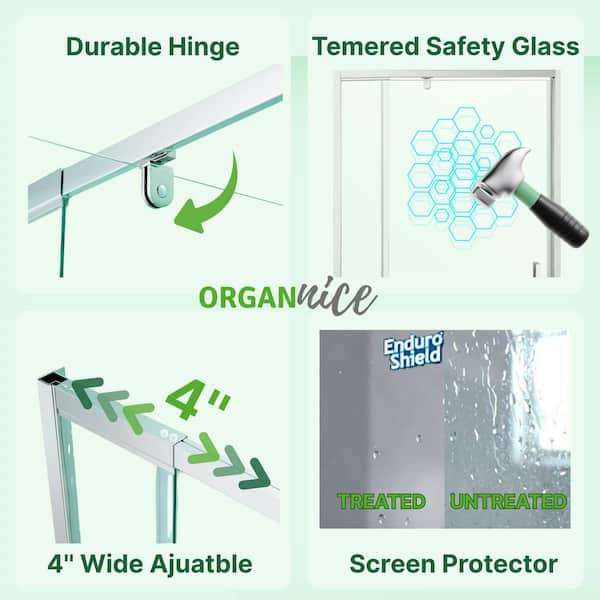 28 to 32 in. W x 72 in. H Framed Pivot Shower Door in Chrome with Clear Glass