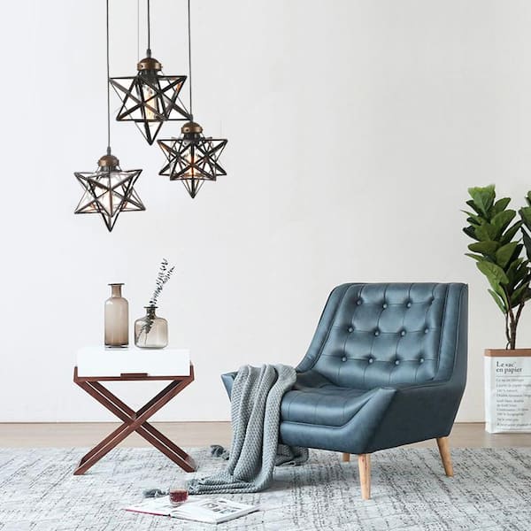 Choseal 12 in. 1-Light Modern Gold Geometric Moravian Star Pendant Light Creative Design Hanging Light with Seeded Glass Shade | D-102
