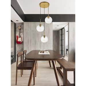 Timeless Home Blake 3-Light Brass Pendant with Clear Glass Shade