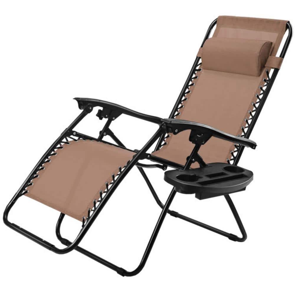 Outdoor Folding Zero Gravity Metal Reclining Lounge Chair in Brown price history on PriceWatchPro