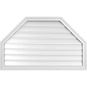 42 in. x 26 in. Octagonal Top Surface Mount PVC Gable Vent: Functional with Brickmould Frame