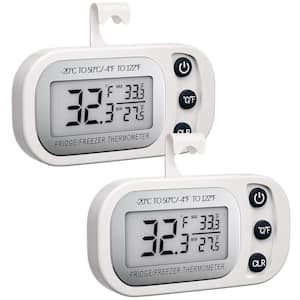 Digital Frigerator Thermometer Refrigerator with Large LCD Screen Stand and Magnetic Back in White (2-Pack)