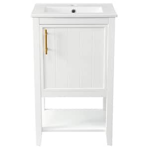 20 in. Freestanding Bath Vanity Cabinet in White with White Ceramic Sink, Soft Closing Door, Storage Rack