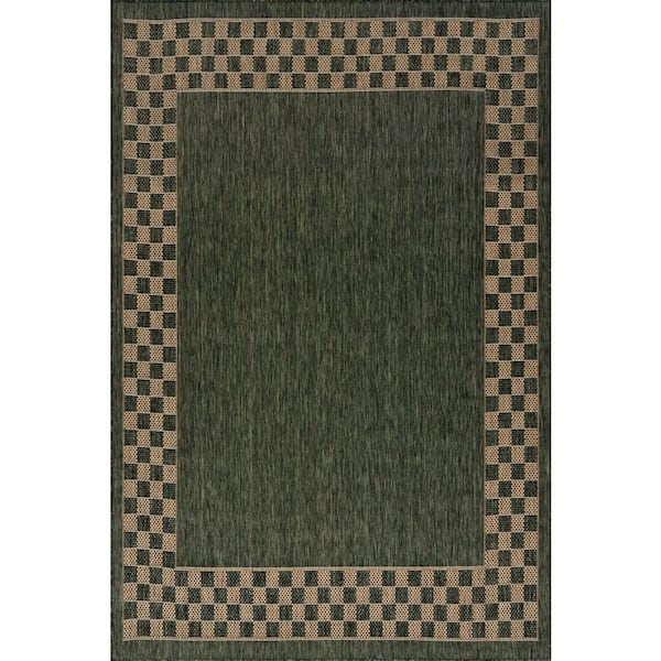 Larelle Checkered Green 4 ft. x 6 ft. Outdoor Area Rug