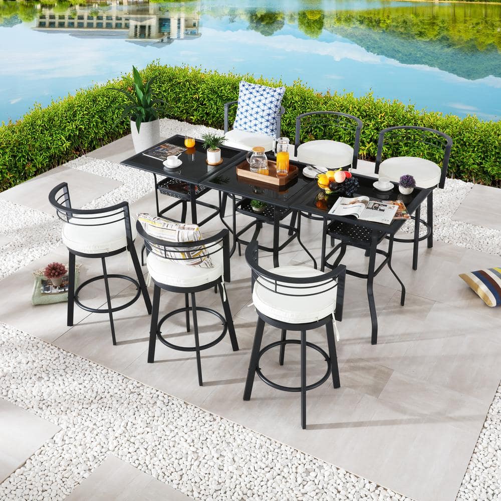Patio Festival 9Piece Metal Bar Height Outdoor Dining Set with Beige