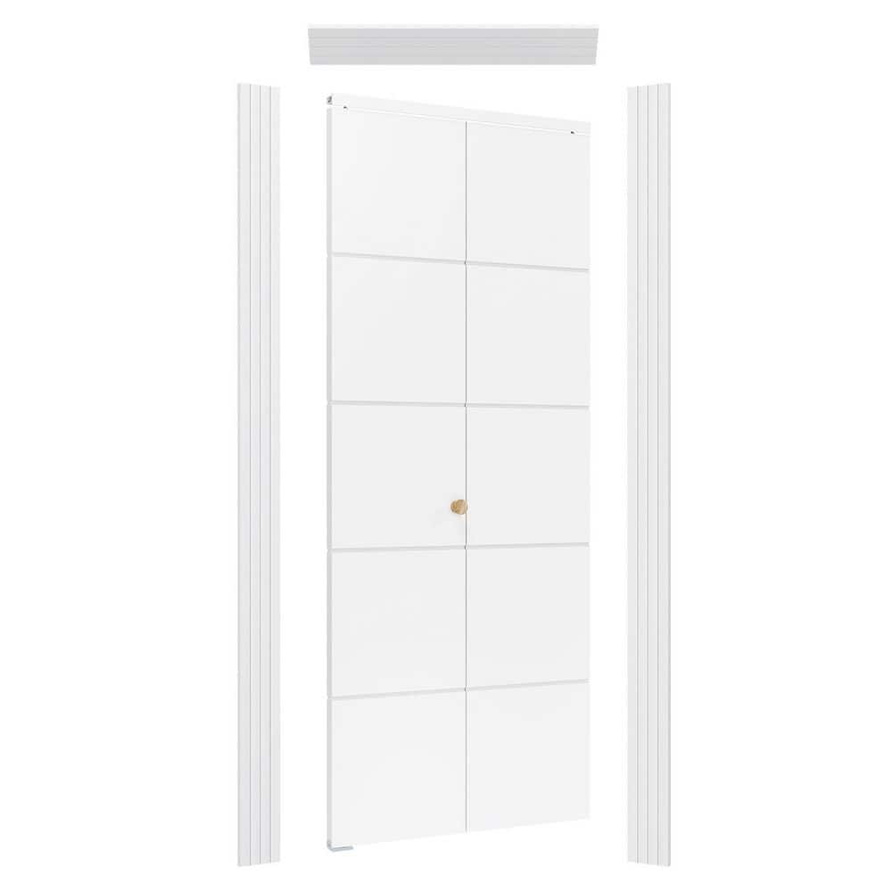 30 in. x 80 in. 5-Panel, MDF, Hollow Core, White, Composite, DIY Painted Closet Bi-fold Door with Frame and Hardware price history on PriceWatchPro