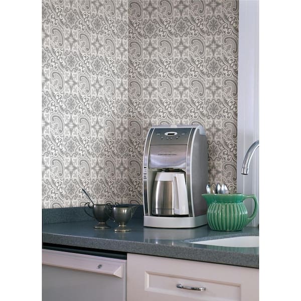 Holly Grey Embossed 10 in. x 10 in. x 0.04 in. PVC Peel and Stick Tile Sample (0.69 sq. ft./Pack)