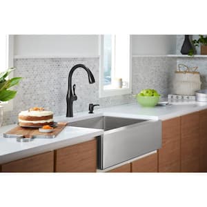 Alma Single Handle 1.5 GPM Pull Down Sprayer Kitchen Faucet with Soap/Lotion Dispenser in Matte Black