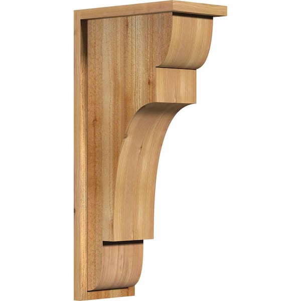Ekena Millwork 8 in. x 14 in. x 30 in. New Brighton Rough Sawn Western Red Cedar Corbel with Backplate