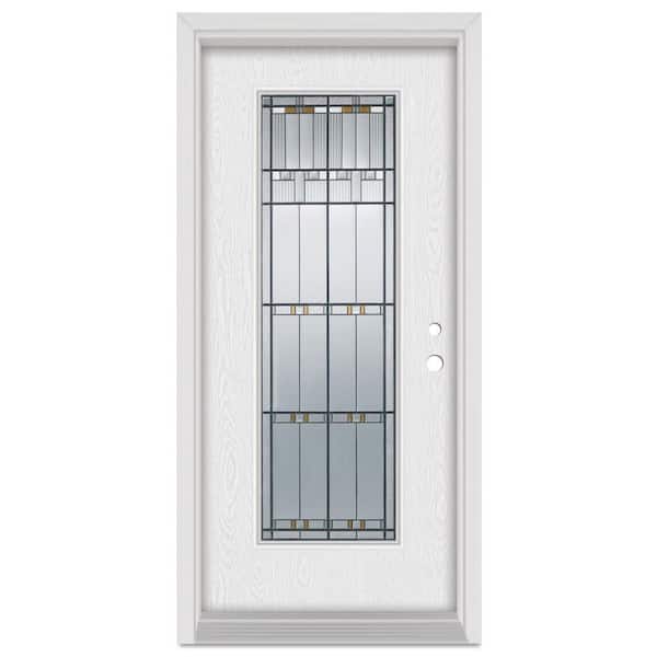 Stanley Doors 32 in. x 80 in. Architectural Left-Hand Patina Finished Fiberglass Oak Woodgrain Prehung Front Door