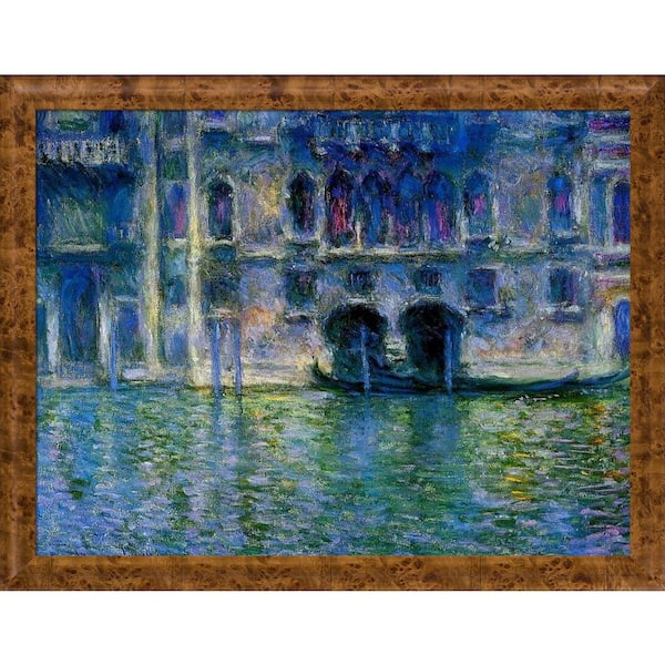 LA PASTICHE Palazzo da Mula at Venice by Claude Monet Havana Burl Framed Architecture Oil Painting Art Print 41.75 in. x 53.75 in.