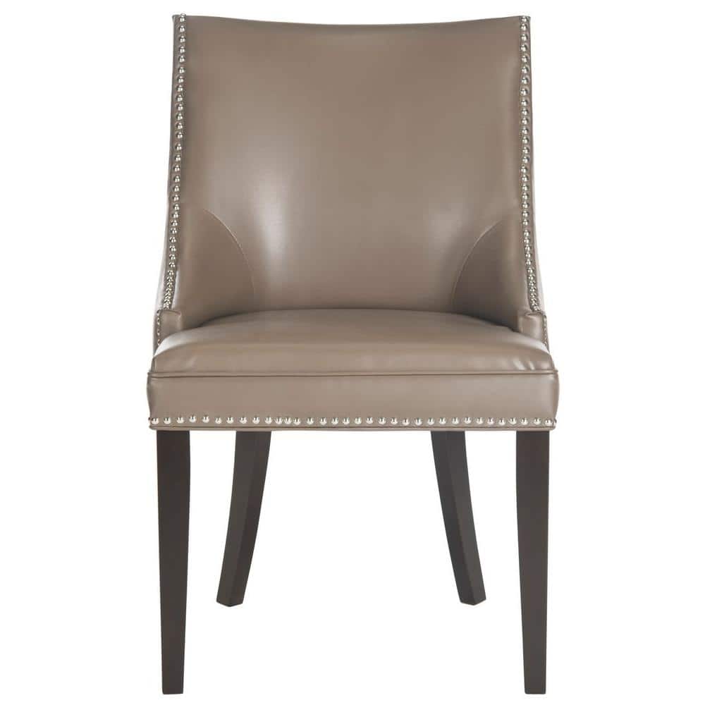 Espresso Birchwood Parsons Side Chair in Clay with Silver Nailhead Trim