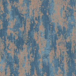 Industrial Texture Blue/Copper Wallpaper Sample