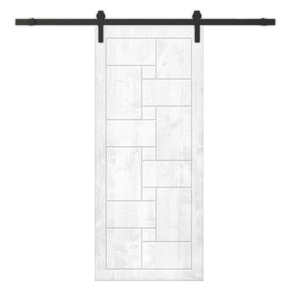 36 in. x 96 in. White Stained Pine Wood Modern Interior Sliding Barn Door with Hardware Kit price history on PriceWatchPro
