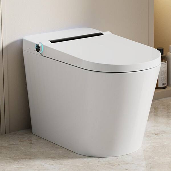 Tankless 1.28 GPF Elongated Smart Bidet Toilet in White with Heated Seat, Foot Sensor, Night Light