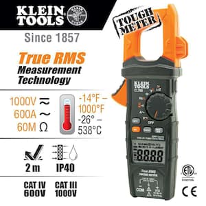 600 Amp AC True RMS Auto-Ranging Digital Clamp Meter with Temp