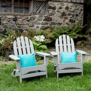 Icon Light Gray Recycled Plastic Folding Adirondack Chair (2-Pack)
