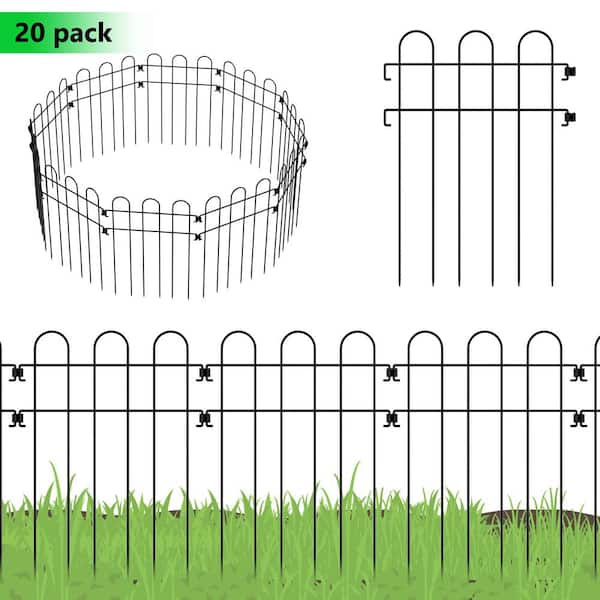 Oumilen 16.5 in. x 12 in. Rustproof Ferrous Metal No-Dig Fence Decorative Garden Fence Edging (10-Pieces)