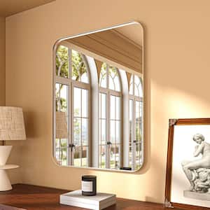 36 in. W x 30 in. H Rectangular Aluminum Framed Modern Silver Rounded Wall Mirror