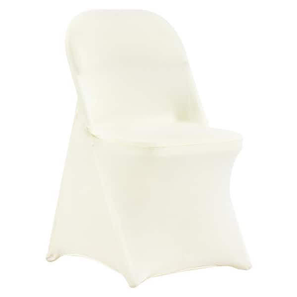 50 PCS Universal Stretch Spandex Folding Chair Covers Removable Washable Protective Slipcovers, Ivory White