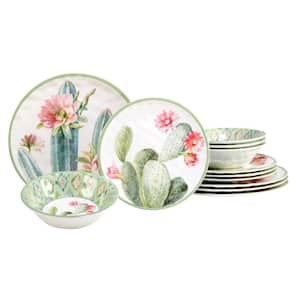 Desert Beauty 12-Piece Assorted Colors Melamine Dinnerware Set (Service for 4)
