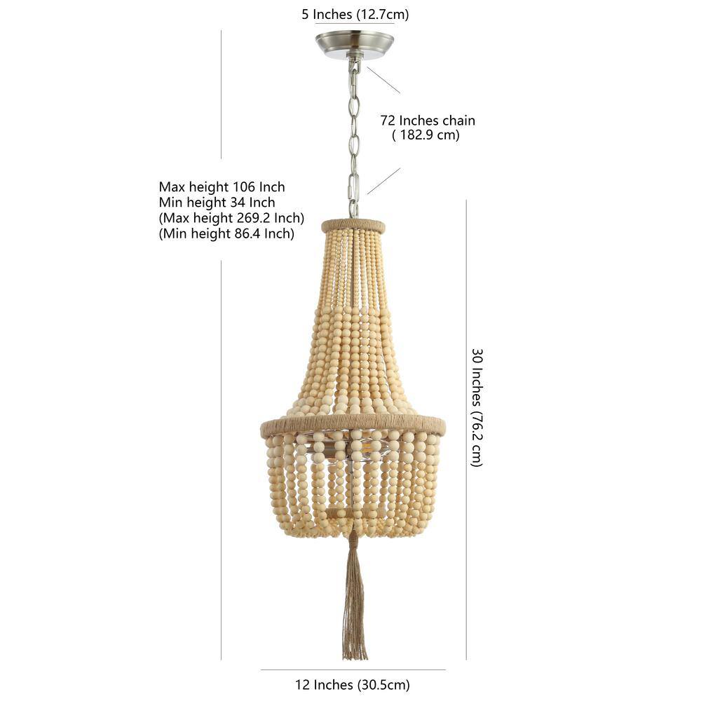 Bohemian Light Wood Beaded Empire Chandelier