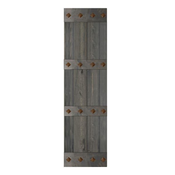 ISLIFE Mid-Century Style 24 in. x 84 in. Carbon Gray Finished DIY Knotty Pine Wood Sliding Barn Door Slab