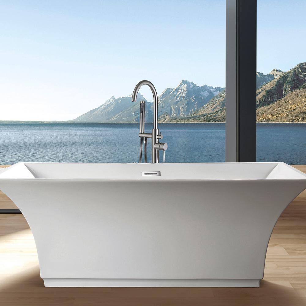 Brushed Nickel Freestanding Tub Faucet with Hand Shower