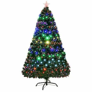 5 ft. Pre-Lit Artificial Christmas Tree Fiber Optic Multi-Color LED Lights and Stand
