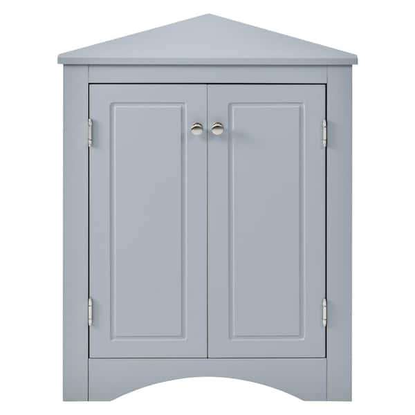Movisa Triangle 17.20 in. W x 17.20 in. D x 31.50 in. H Blue Linen Cabinet, Bathroom Storage Cabinet with Adjustable Shelves