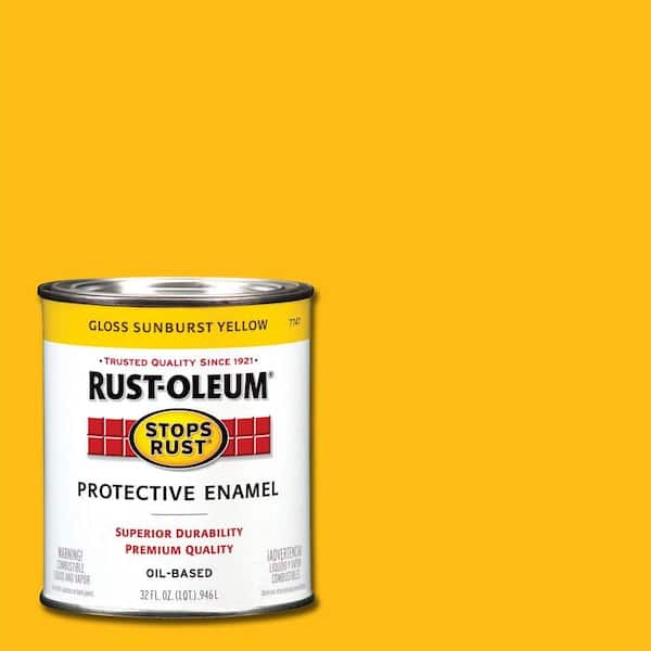 Rust-Oleum Stops Rust 1 qt. Protective Enamel Gloss Sunburst Yellow Interior/Exterior Paint (2-Pack)