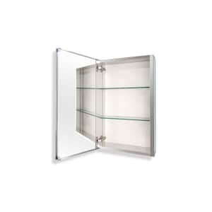 15 in. W x 26 in. H Small Rectangular Silver Aluminum Surface Mount Medicine Cabinet with Mirror