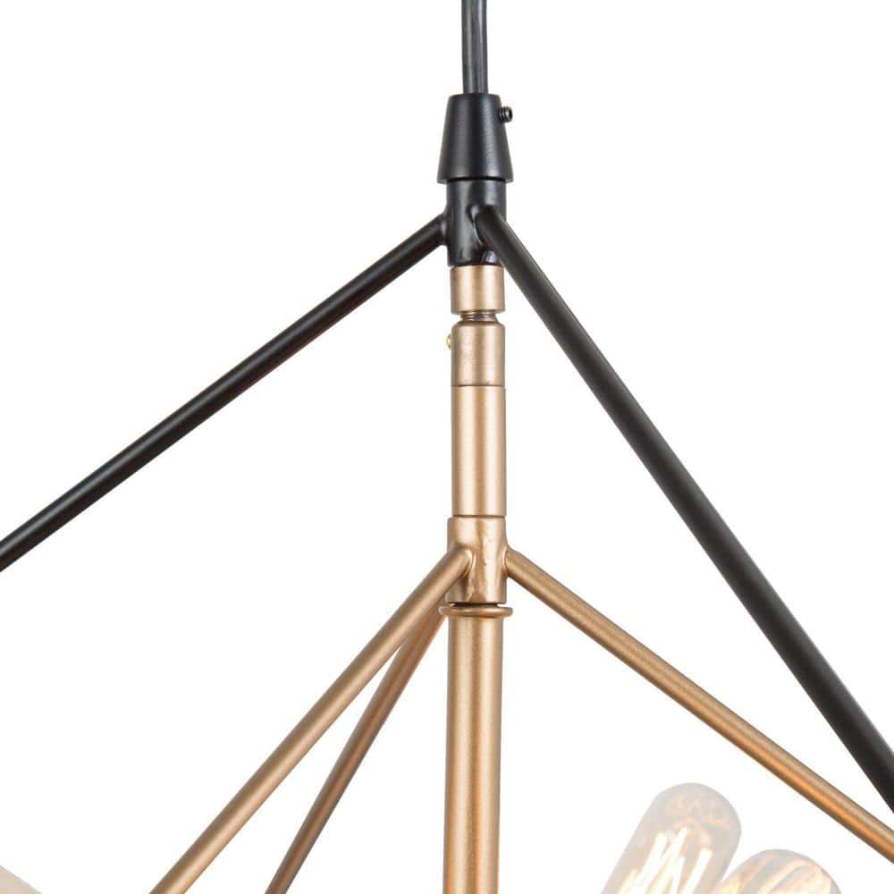 Abtercetor Matte Black Wrought Iron Cage LED Chandelier