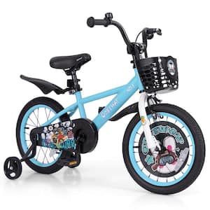 16 in. Kid's Bike for  4-Years to 7-Years Old with Height-Adjustable Handlebar and Saddle Handbrake Blue