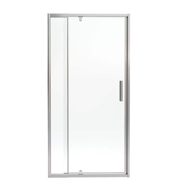28 to 32 in. W x 72 in. H Framed Pivot Shower Door in Black with Clear Glass