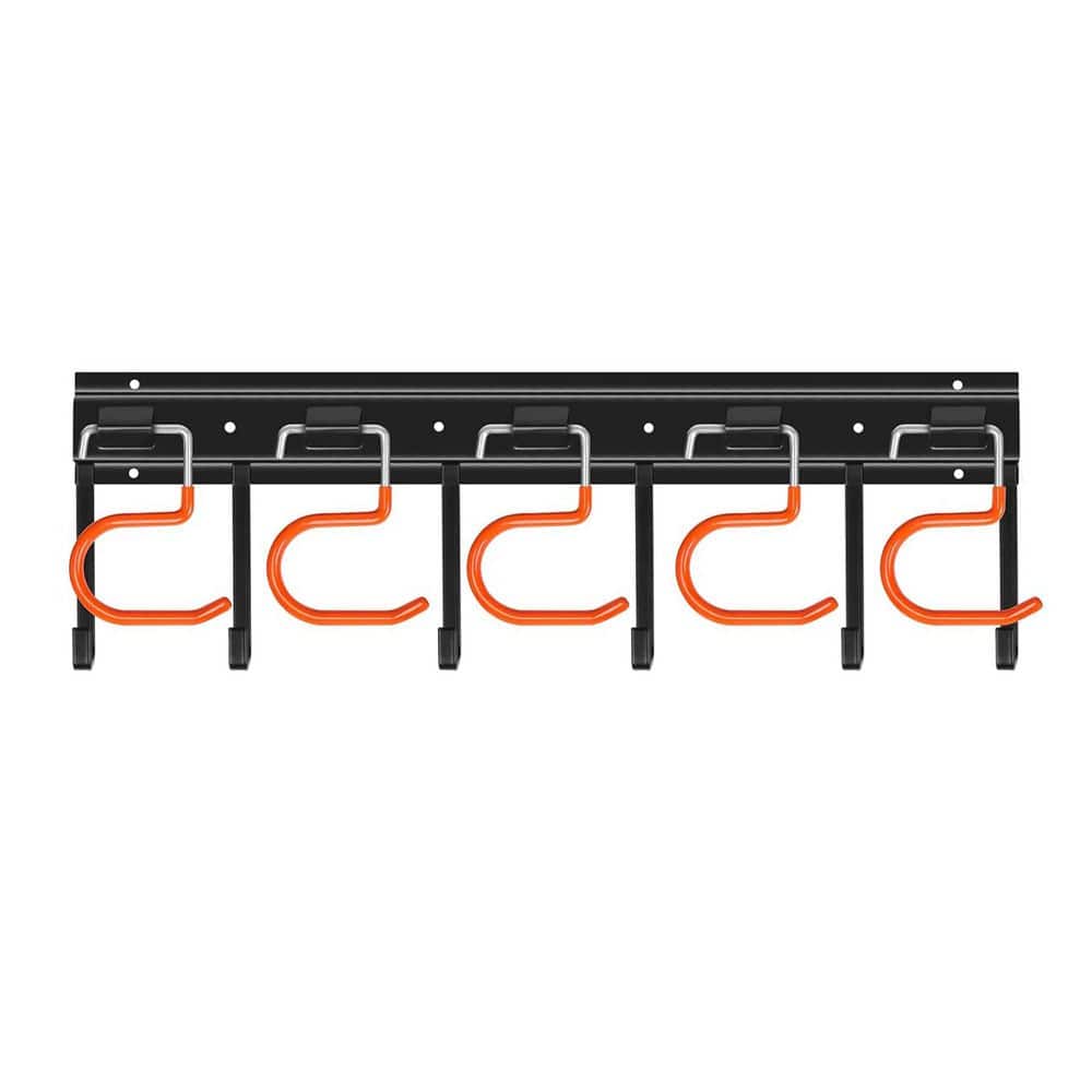 17 in. Black Metal Heavy Duty Wall Rack with Hooks Easy Install Garage Shed Organizer Holds 66 lbs. (4-Pack) price history on PriceWatchPro