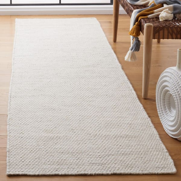 Natura 2 ft. x 9 ft. Ivory/Light Gray Striped Marle Runner Rug