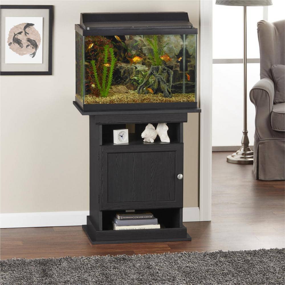 Black Oak Adjustable Aquarium Stand with Storage