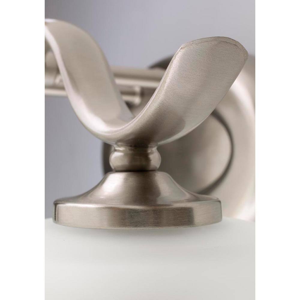 Brushed Nickel 4-Light Bathroom Vanity Fixture with Etched Glass Shades