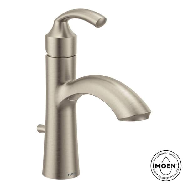 Glyde 1-Handle 1-Hole Bathroom Faucet with Drain Kit Included in Brushed Nickel