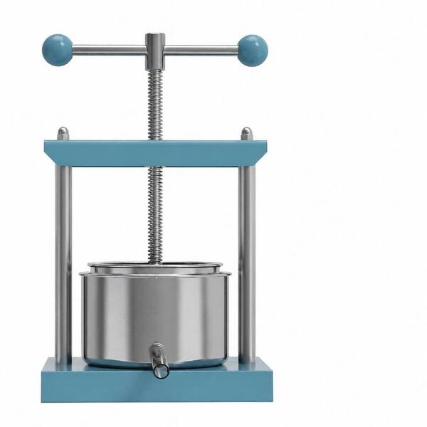 Manual Juice Press Stainless Steel Iron Triangle Ball Design for Fruit Cheese Olive Oil Wine Cider Blue 1 Piece